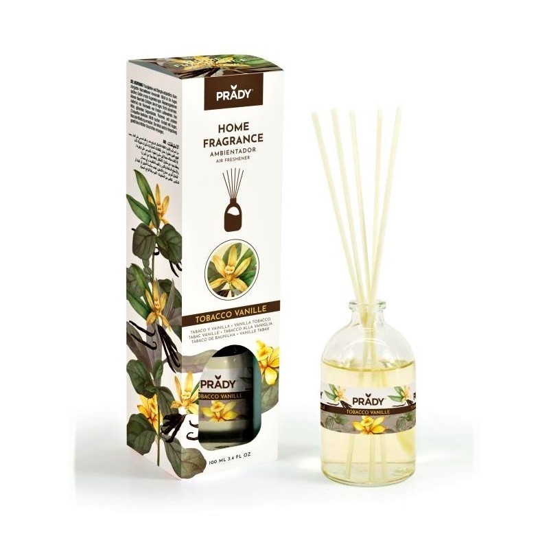 11405.jpg CARTON de 12 - Mikado senteur "Tobacco/Vanille" parfum ambiance Prady - 100 ML - Image 1