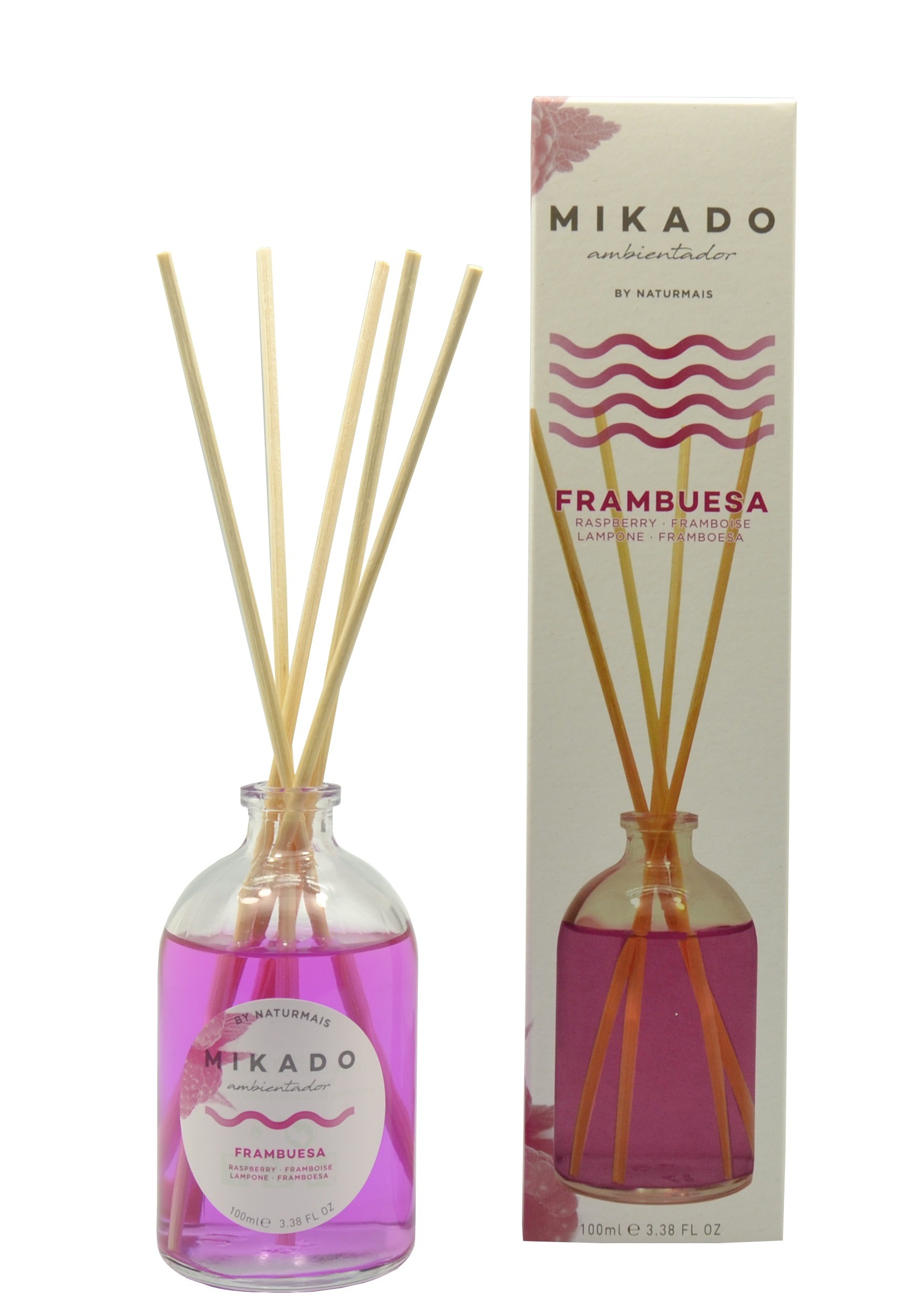 4766.jpg CARTON DE 12 MIKADO "FRAMBOISE" D'AMBIANCE NATURMAIS / SUNSET WORLD - Image 1