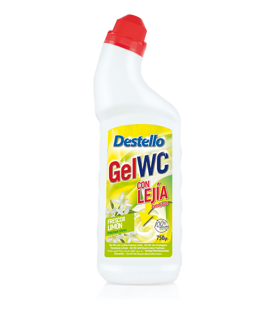 30002768-GEL-BANO-LIMON-750ml-DESTELLO.png Gel nettoyant wc avec eau de javel – fraîcheur citron 750 gr ROMAR - 16 ud - Image 1