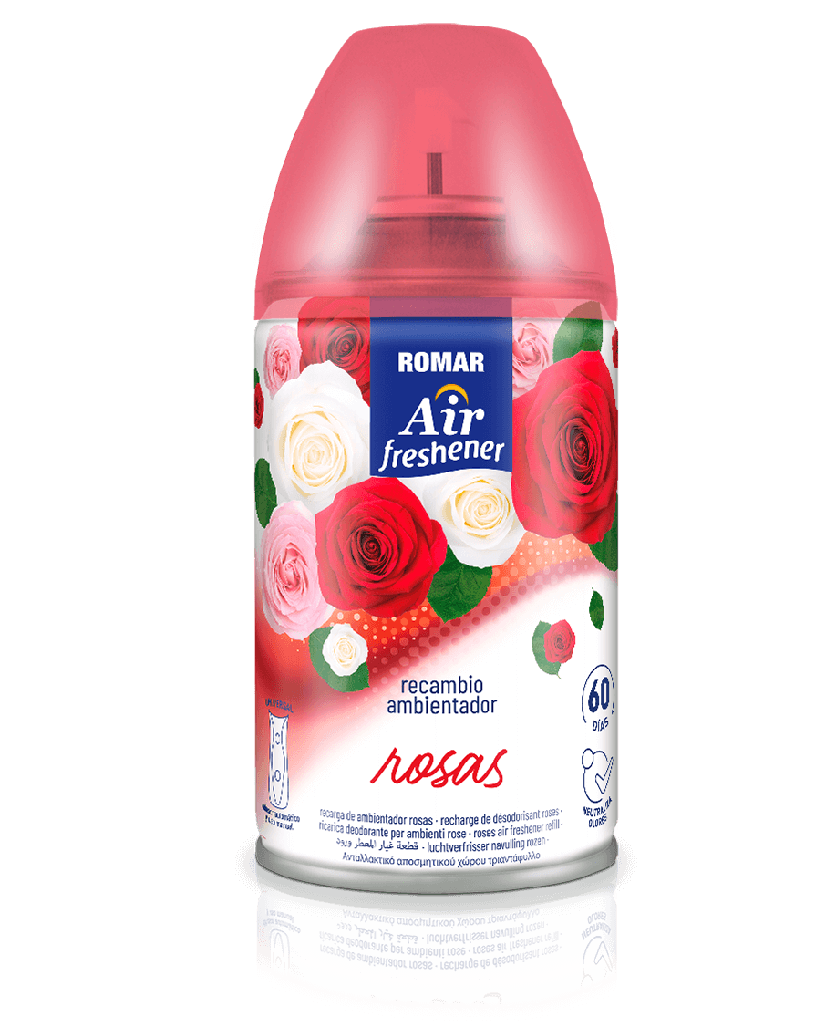 30004599-RECAMBIO-AUTOMATICO-ROSAS-250ML-6U-ROMAR.png Recharge Désodorisant Automatique Rose 335 cc ROMAR - 6 ud - Image 1