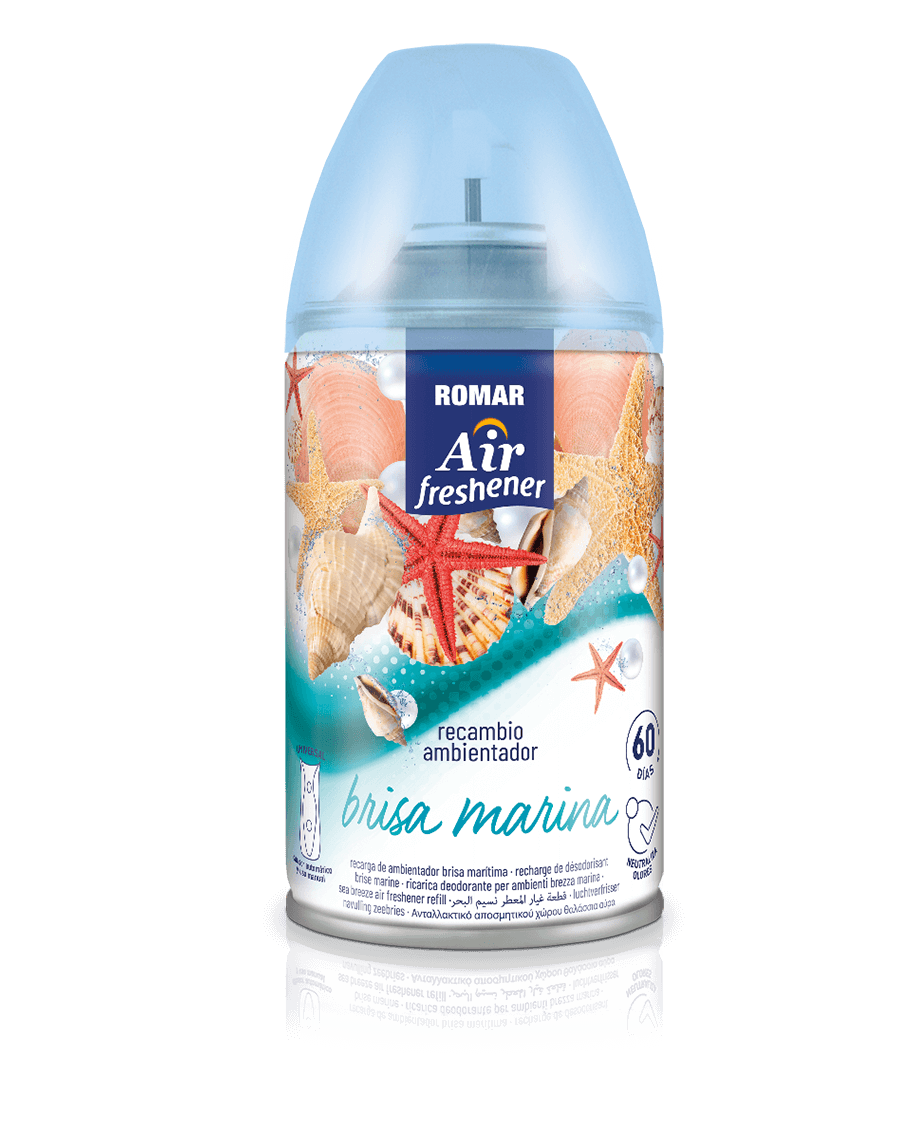 30004601-RECAMBIO-AUTOMATICO-BRISA-MARINA-250ML-6U-ROMAR.png Recharge Désodorisant Automatique Brise Marine 335 cc ROMAR - 6 ud - Image 1