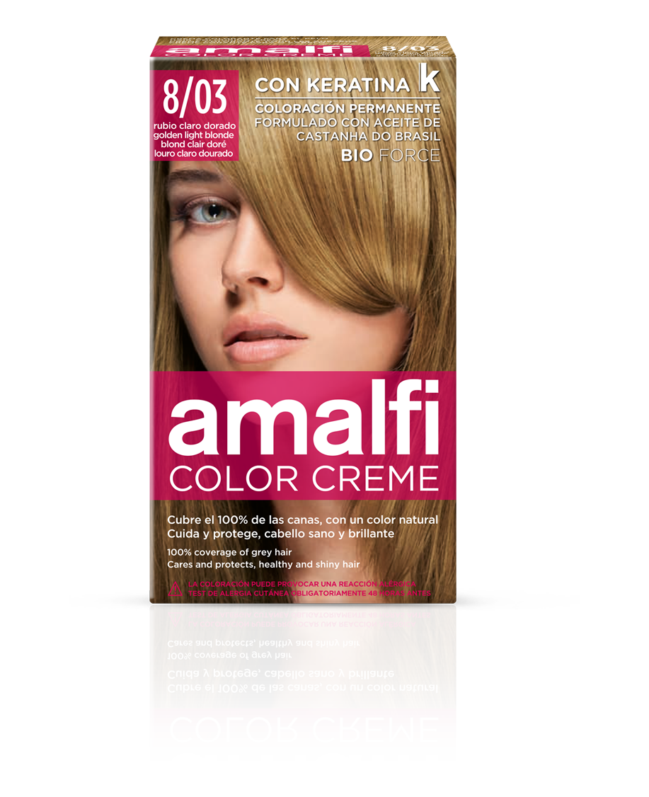 5836.png Crème colorante 8/03 blond clair doré color creme 50 ml AMALFI - 12 ud - Image 1