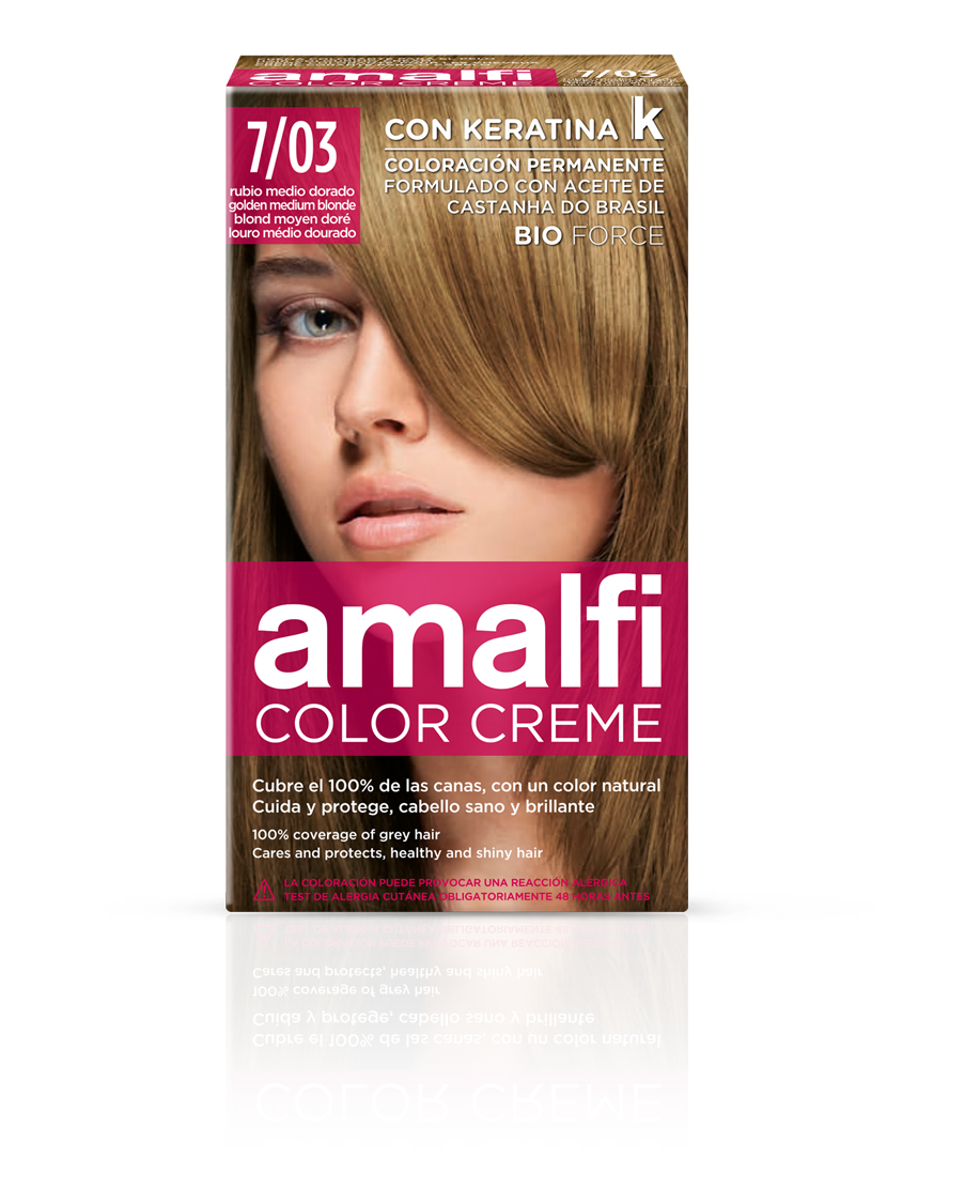 5846-1.png Crème colorante 7/03 blon moyen doré color creme 50 ml AMALFI - 12 ud - Image 1
