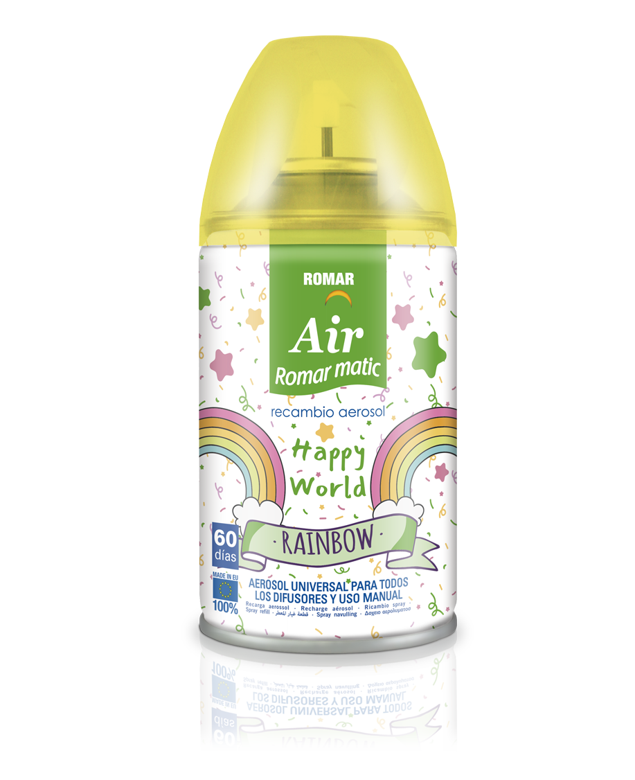 6579-5.png Recharge Désodorisant Automatique Rainbow Happy World 335 cc ROMAR - 6 ud - Image 1